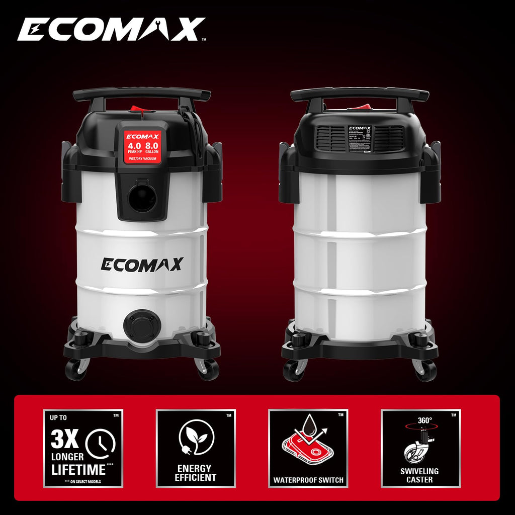 8 Gallon Stainless Steel Wet and Dry Shop Vacuum E163