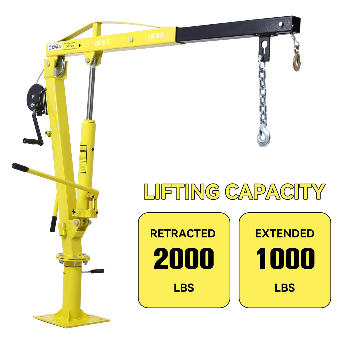 2000 lbs Folding Truck Crane with Hydraulic Winch W424432