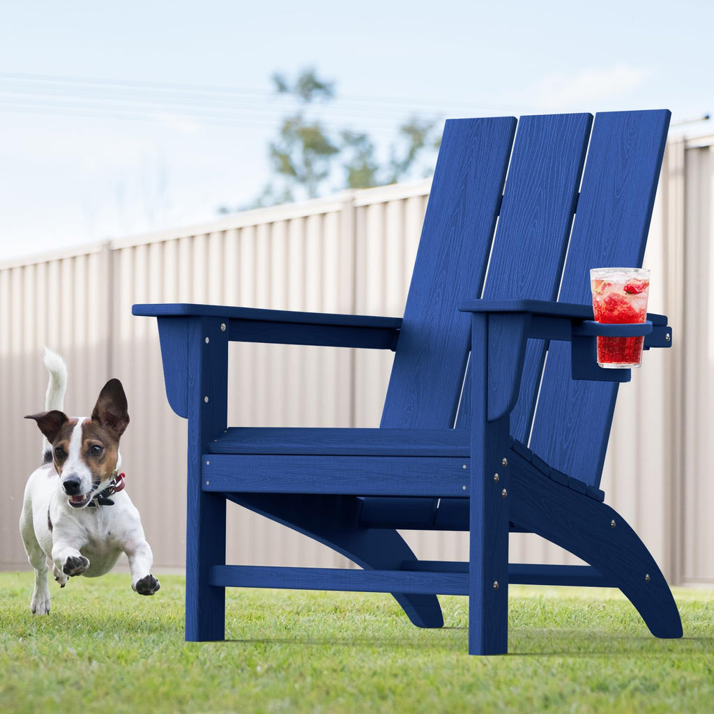 Adirondack Chair with Cup Holder, HDPE Plastic Patio Chairs T2813