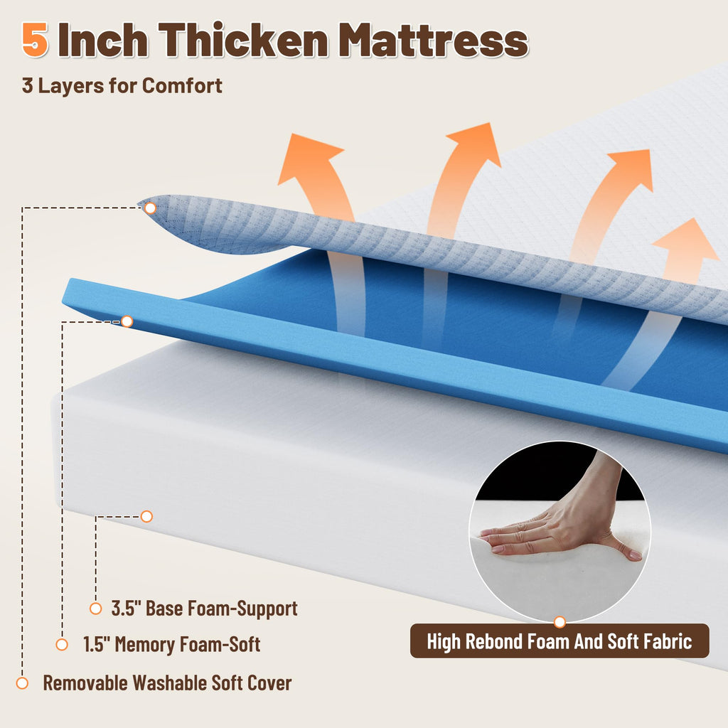 Full Size Folding Bed with Memory Foam Mattress P436