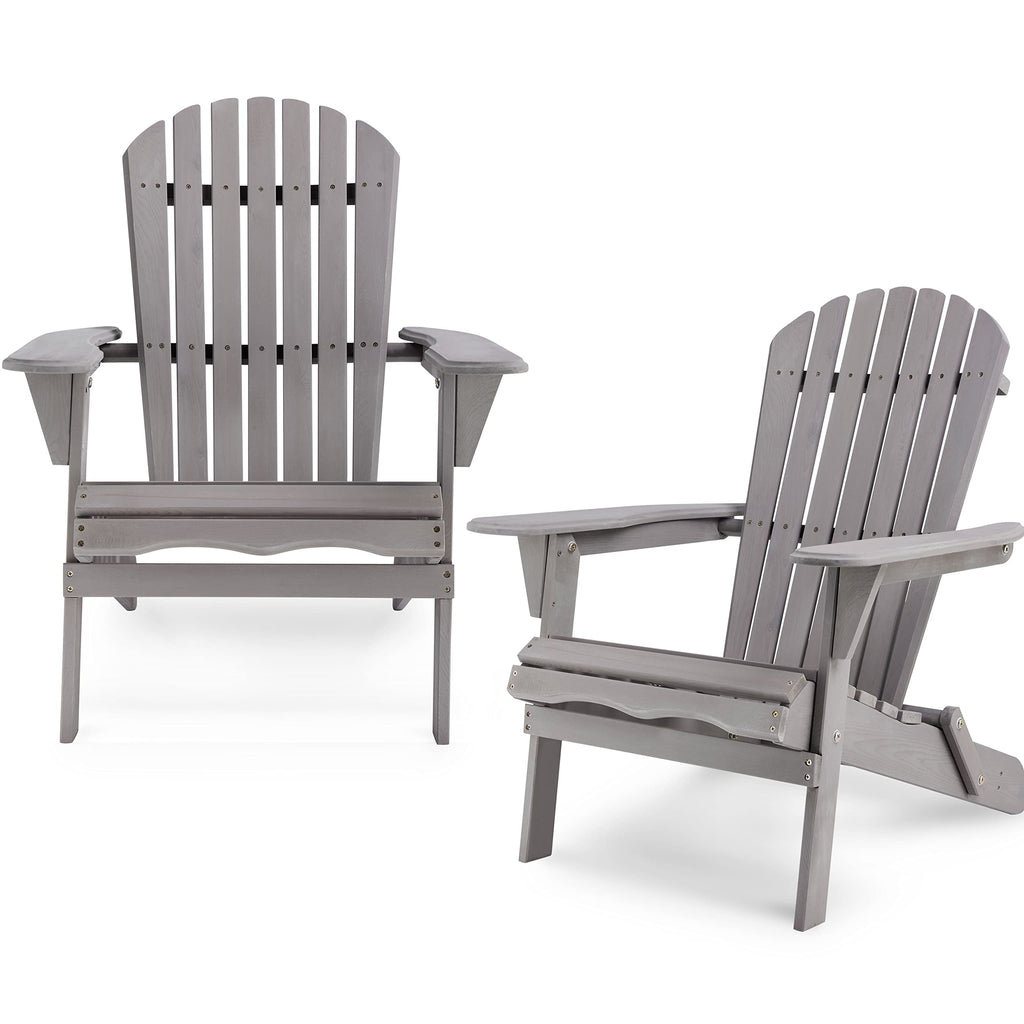 Wood Folding Adirondack Chair Set of 2 Solid Cedar R1977