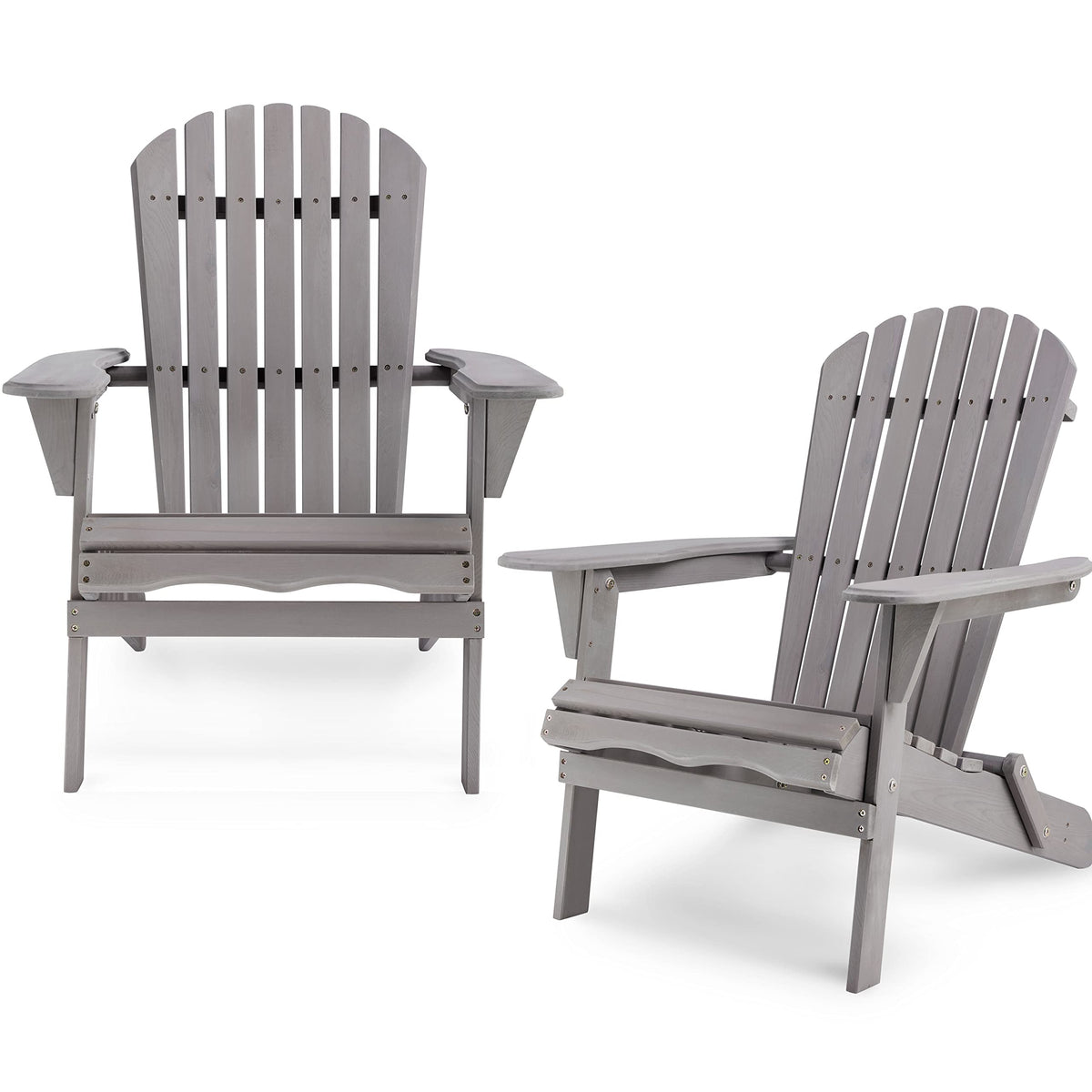 Wood Folding Adirondack Chair Set of 2 Solid Cedar R1977