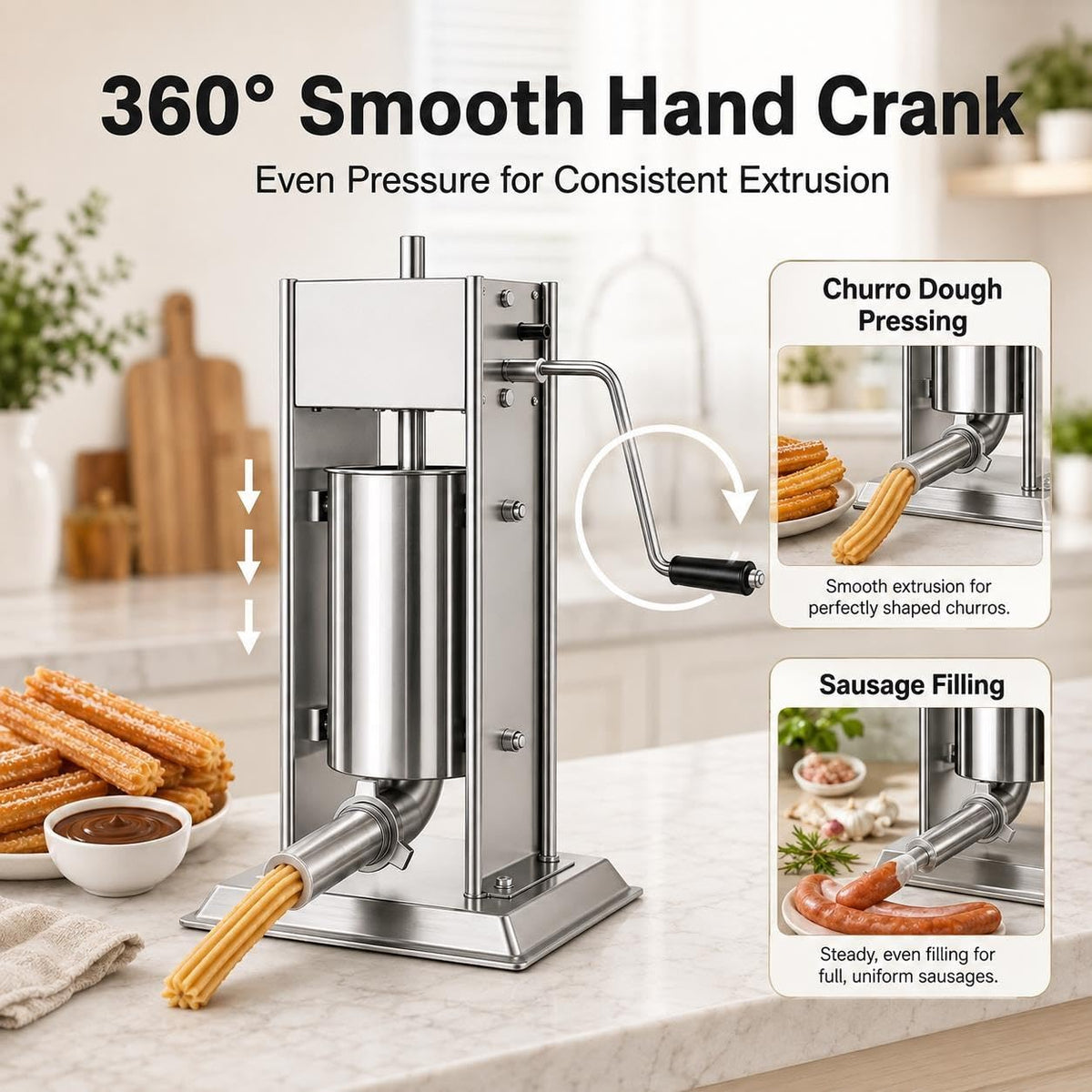 3L 304 Stainless Steel Sausage Stuffer & Churro Maker G989390