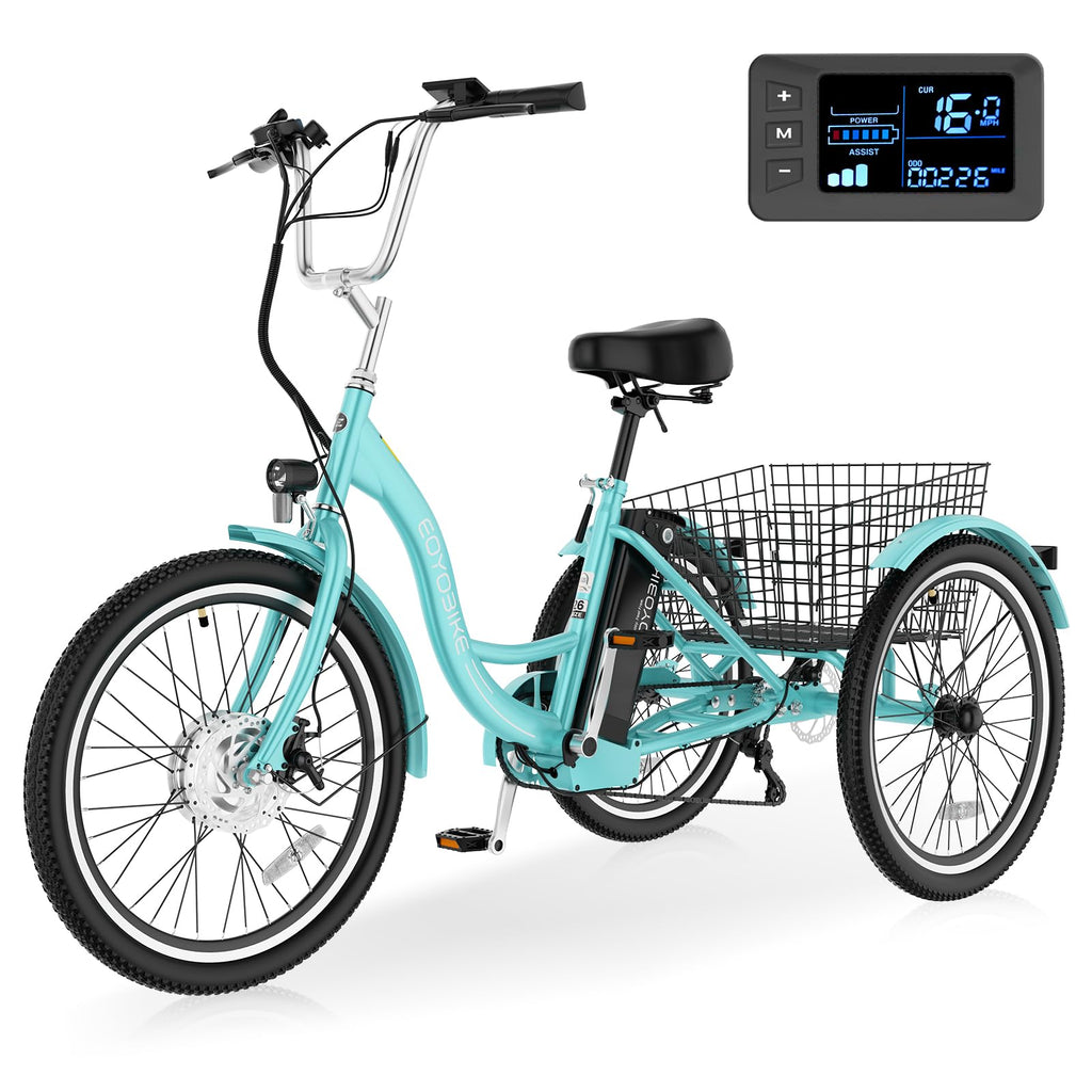 24/26 Inch 350W Electric Tricycle with Removable 36V Battery and Rear Basket O811543