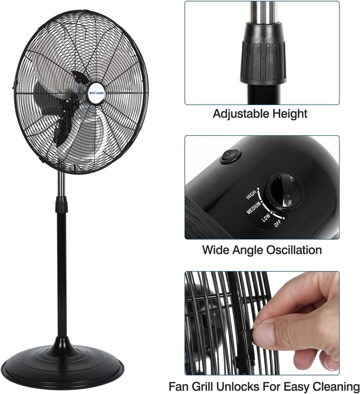20" High Velocity 3-Speed Oscillating Pedestal Fan, 2 Pack O86387