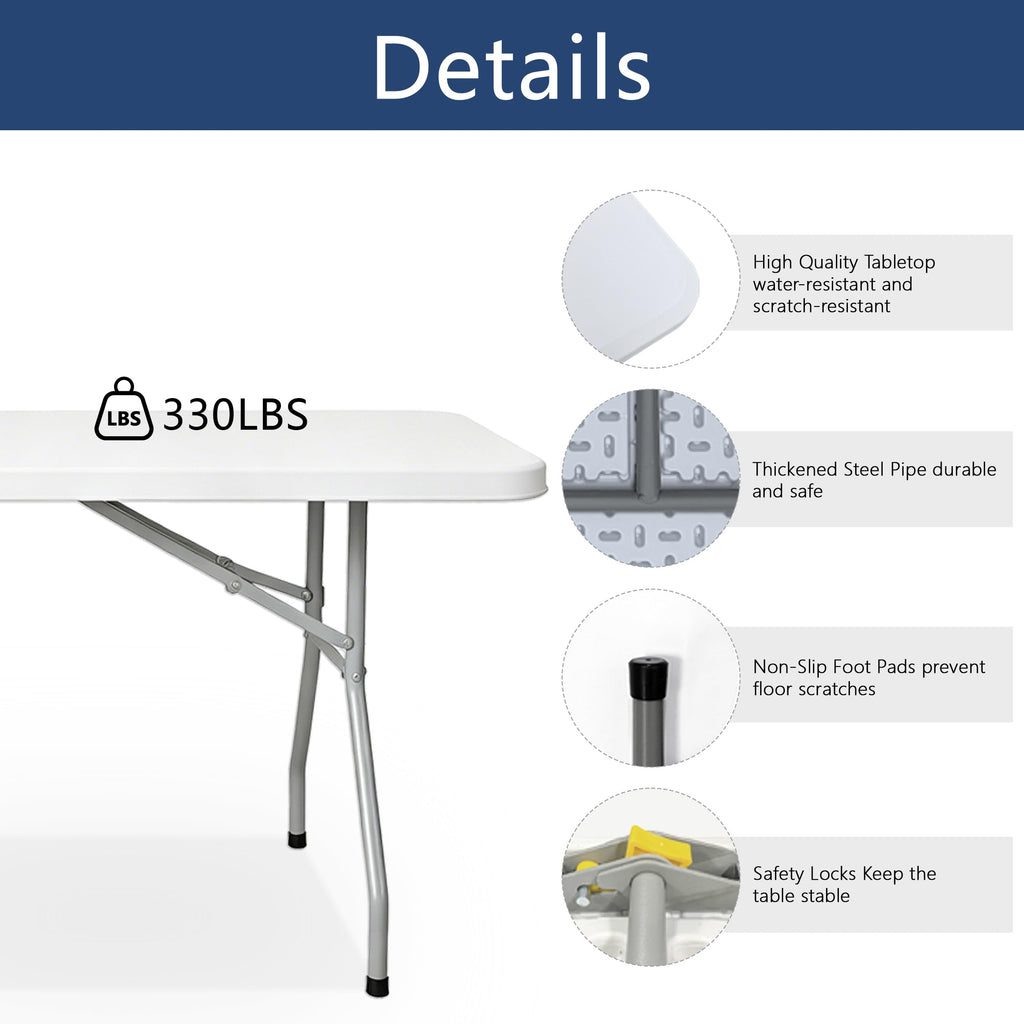 6ft White Folding Table L575