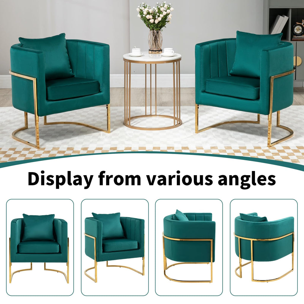 Velvet Accent Chairs Set of 2 Green S685