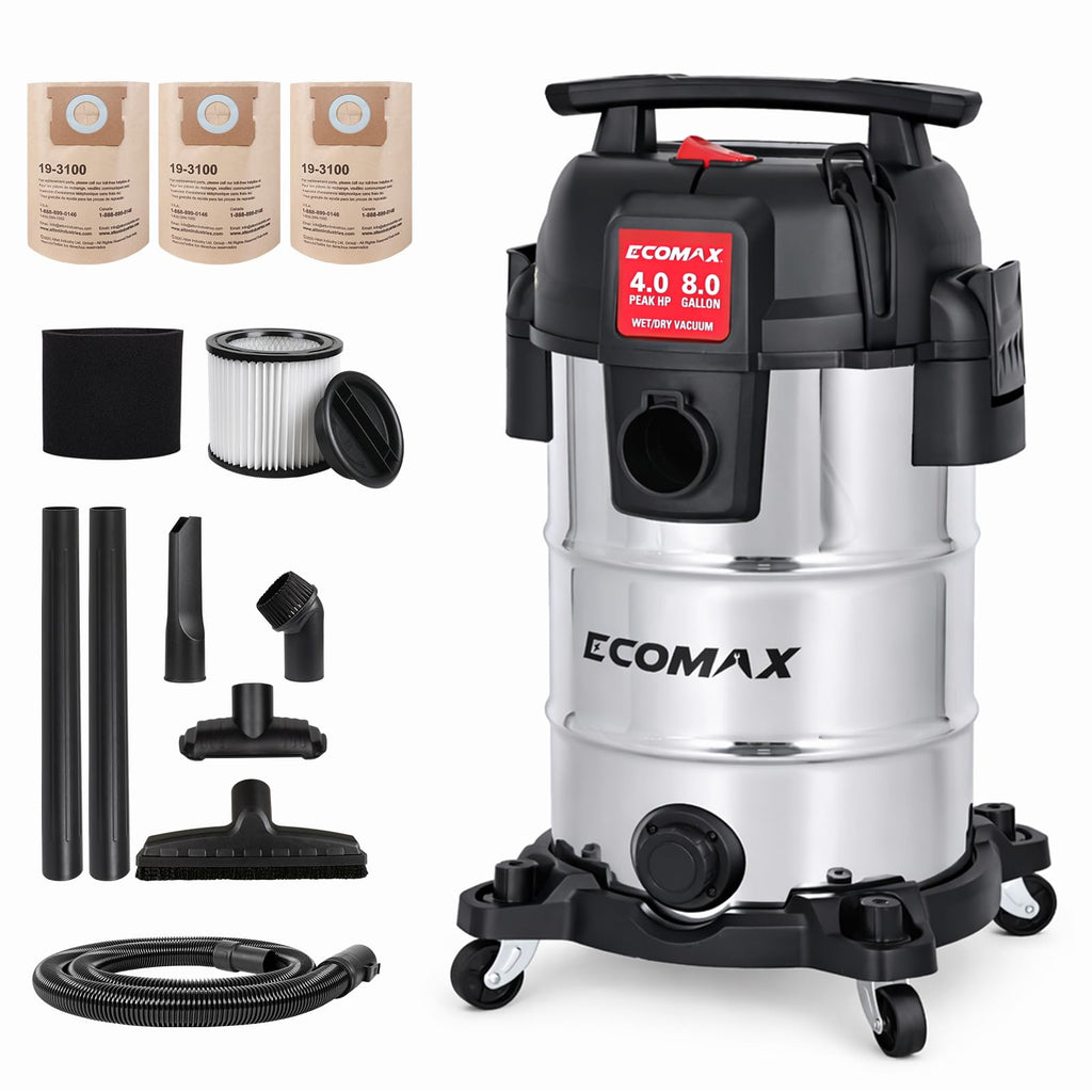 8 Gallon Stainless Steel Wet and Dry Shop Vacuum E163