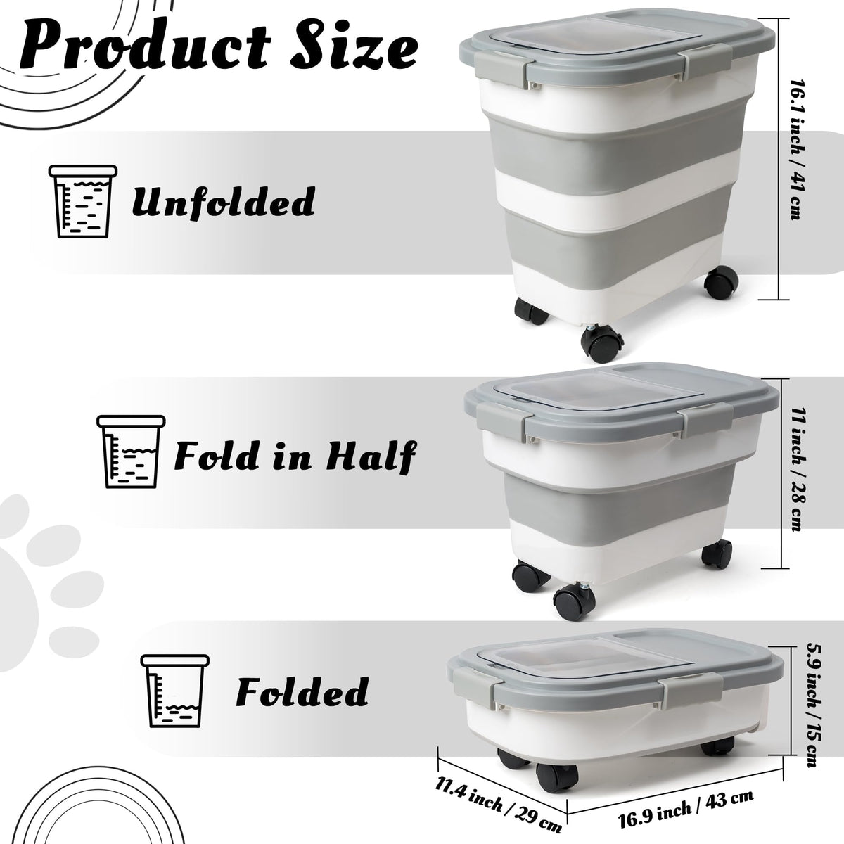 Collapsible Airtight Pet Food Storage Container with Scoop A60377