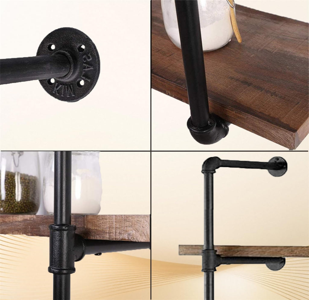Black Iron Pipe Shelf Bracket, 2Pcs 5 Tier 68" Tall S3677