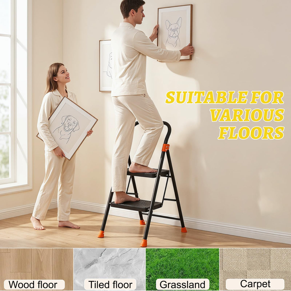 Heavy Duty 2 Step Ladder with Safety Lock J680614