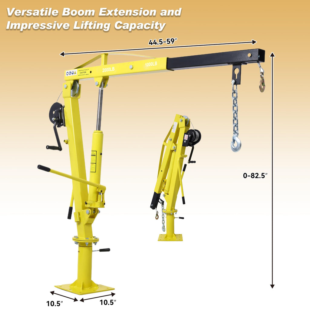 2000 lbs Folding Truck Crane with Hydraulic Winch W424432