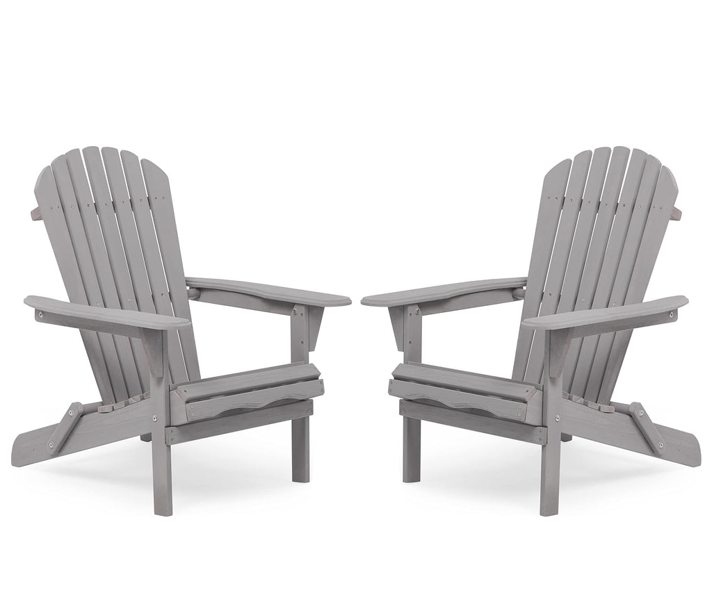 Wood Folding Adirondack Chair Set of 2 Solid Cedar R1977