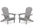 Wood Folding Adirondack Chair Set of 2 Solid Cedar R1977