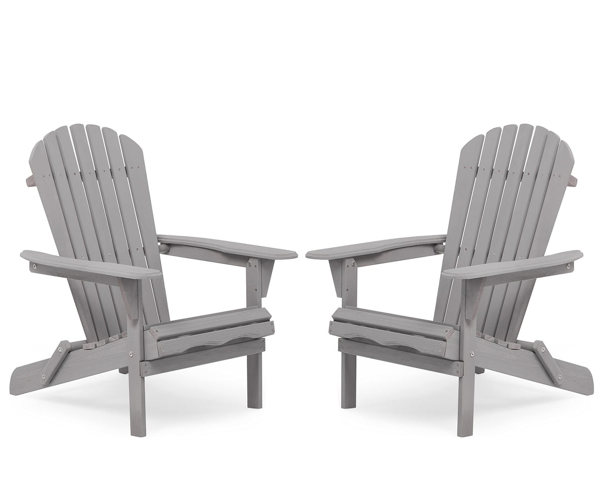 Wood Folding Adirondack Chair Set of 2 Solid Cedar R1977