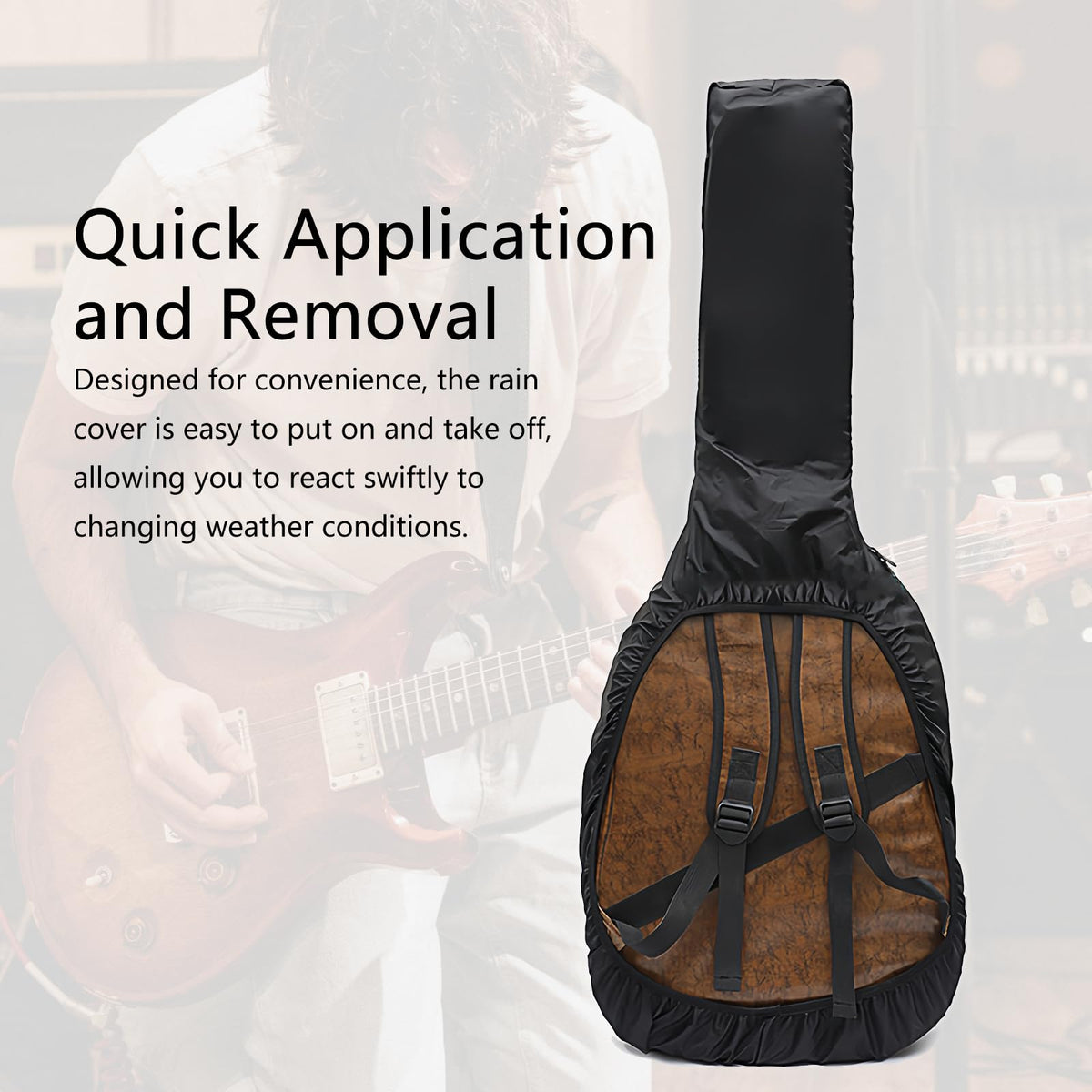 Black Waterproof Electric Guitar Bag Rain Cover A7869