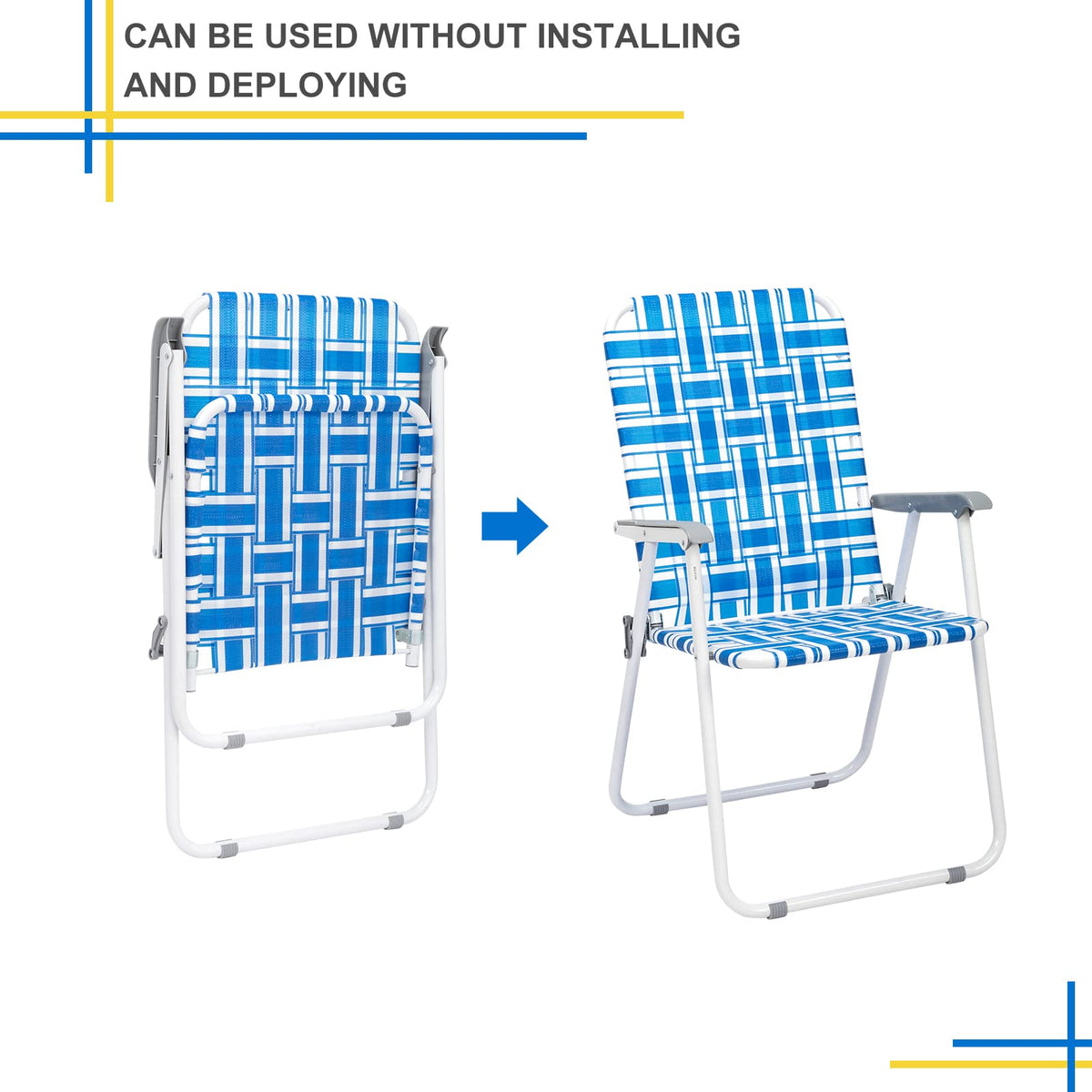 Set of 2 Blue Webbed Folding Camping Chairs M413