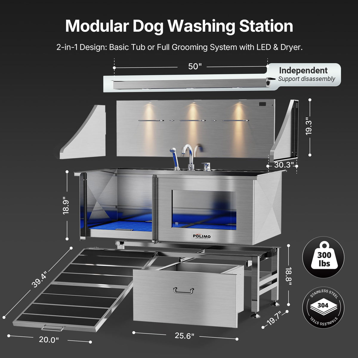 304 Stainless Steel Pet Wash Sink H3328