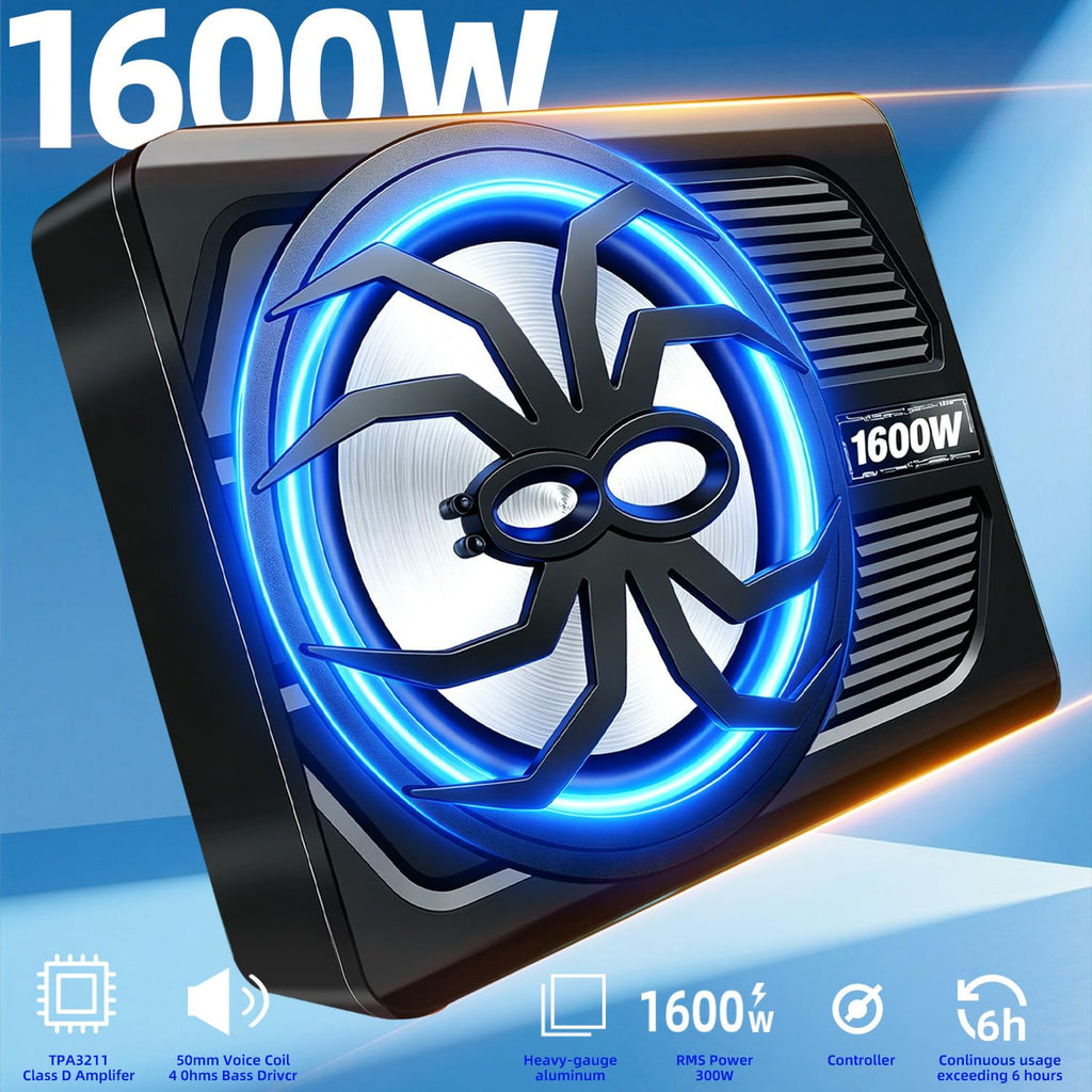 10" 1600W Under Seat Powered Subwoofer with Built-in Amp L93881