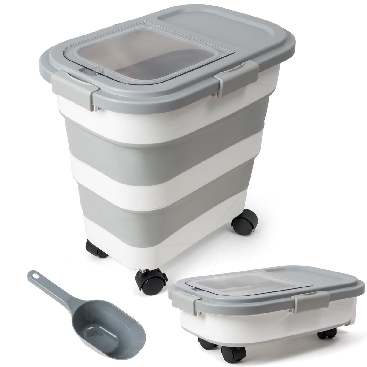 Collapsible Airtight Pet Food Storage Container with Scoop A60377