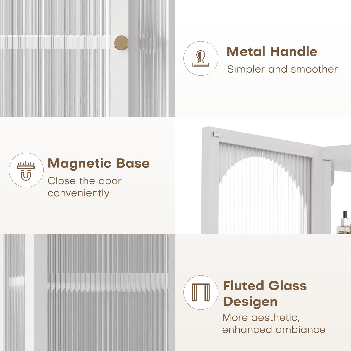White Metal Corner Wall Cabinet with Glass Doors and Shelves X242868