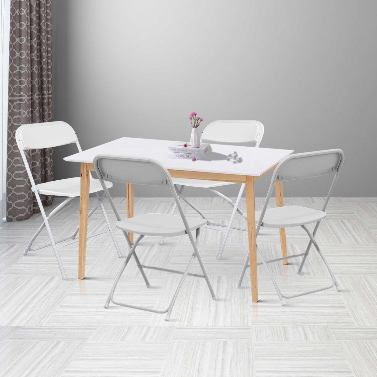 10 Pack White Folding Chairs 350LBS Capacity Steel D7929