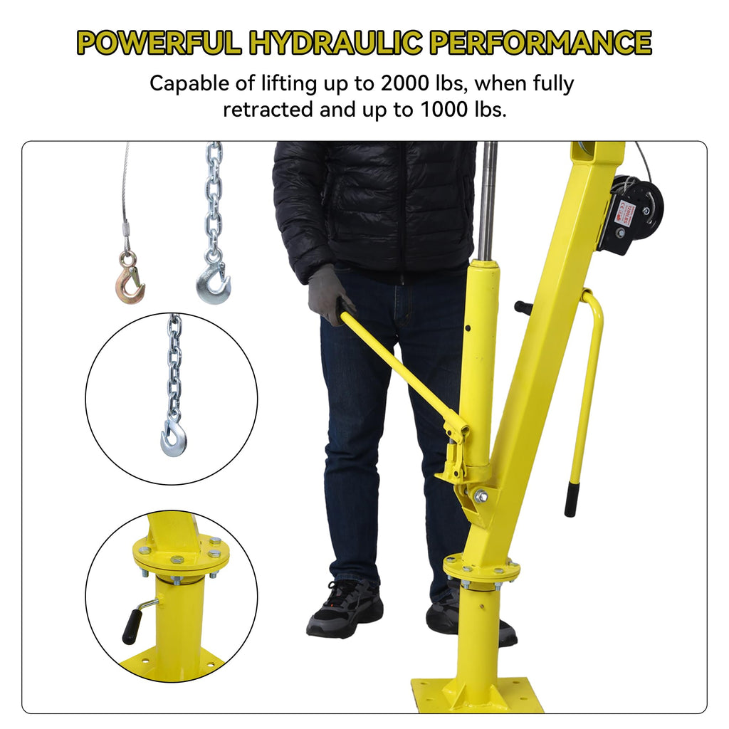 2000 lbs Folding Truck Crane with Hydraulic Winch W424432