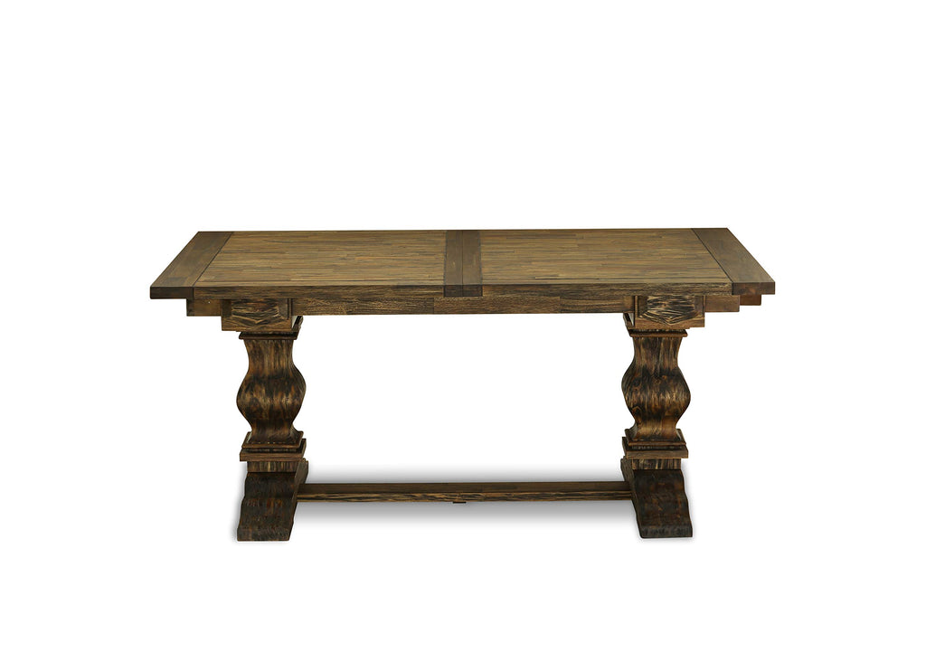 9 Piece Walnut Dining Table Set with 8 Grey Linen Chairs C89883