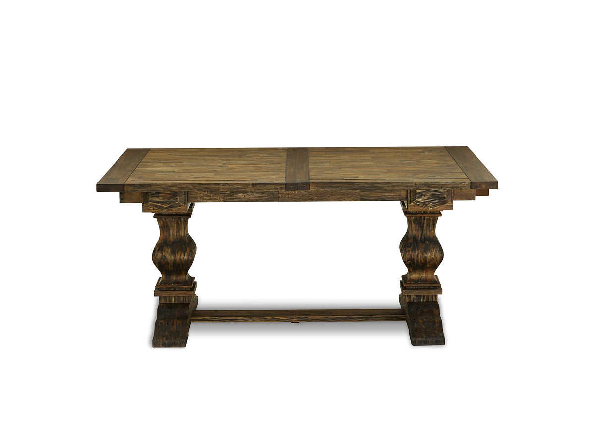 9 Piece Walnut Dining Table Set with 8 Grey Linen Chairs C89883
