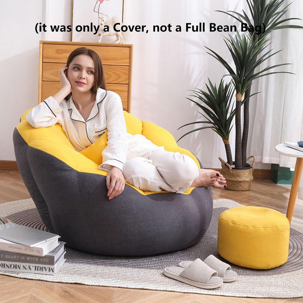 Soft Cotton Hemp Bean Bag Chair Cover White Gray Yellow F8704