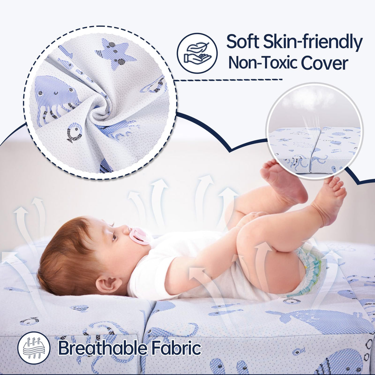 Dual-Sided Memory Foam Trifold Pack and Play Mattress S250051