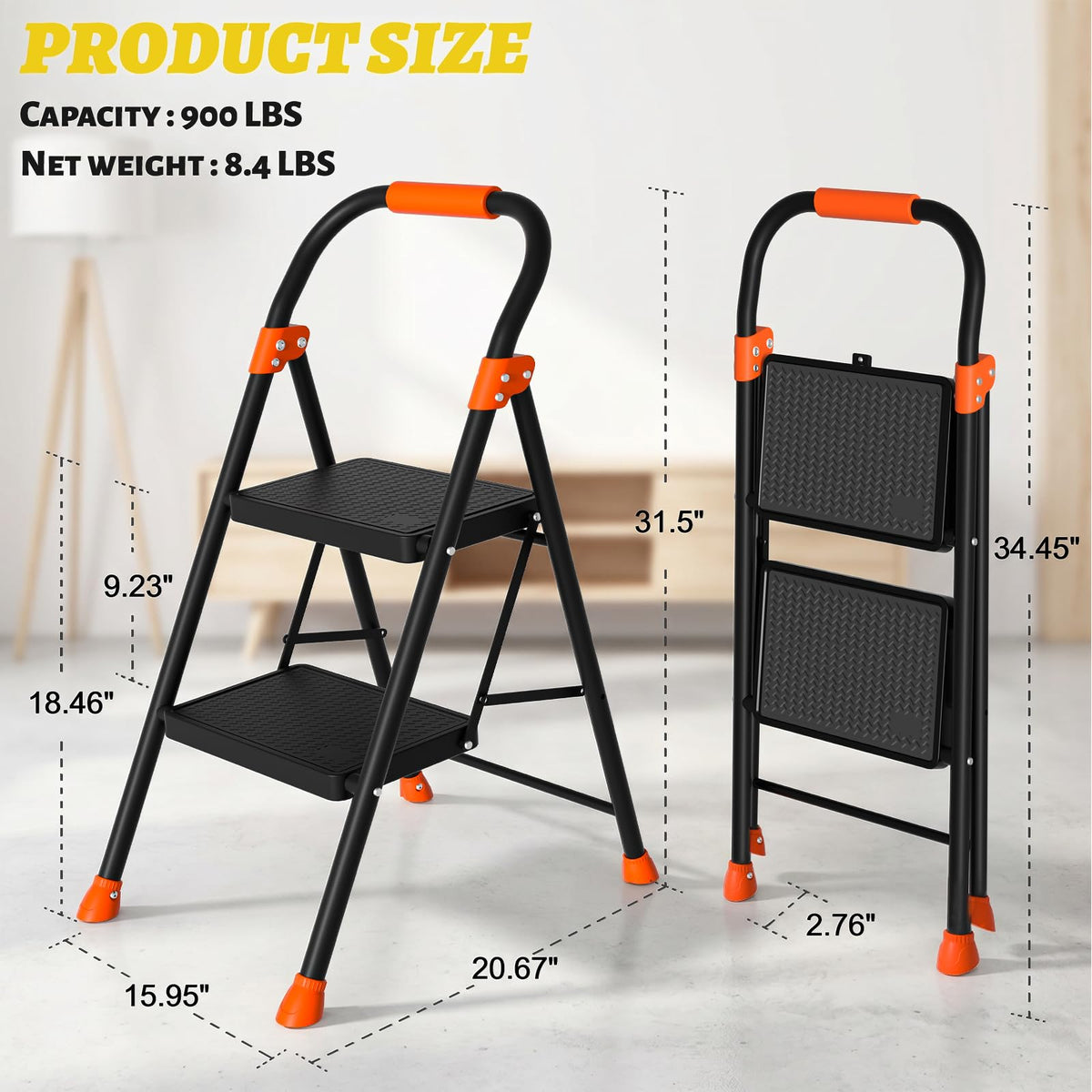 Heavy Duty 2 Step Ladder with Safety Lock J680614
