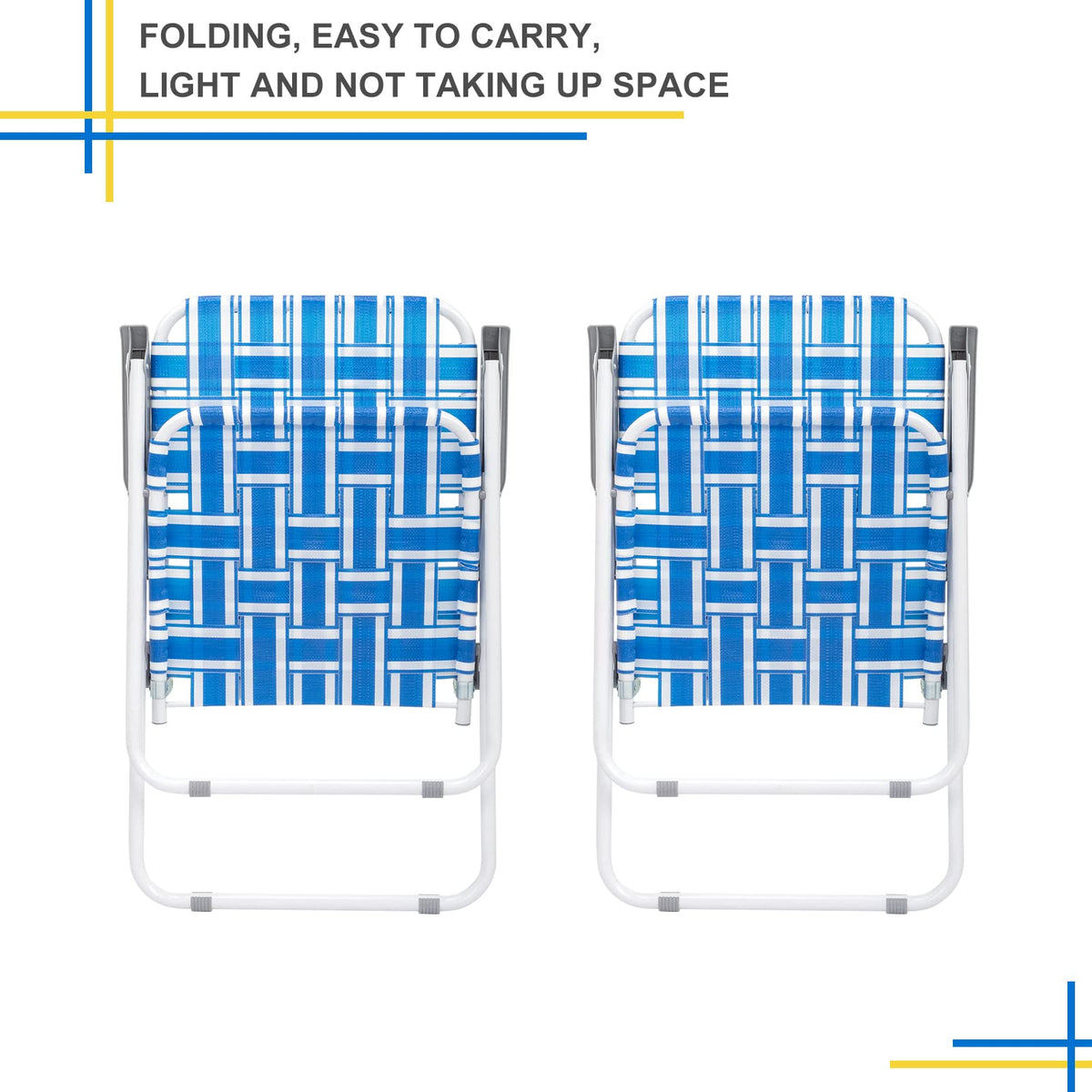 Set of 2 Blue Webbed Folding Camping Chairs M413