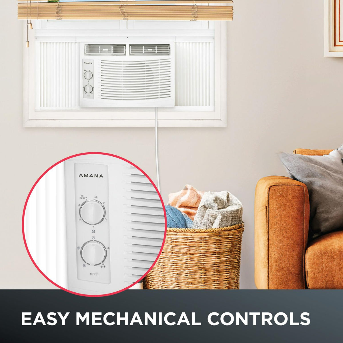 5,000 BTU Window Air Conditioner with Mechanical Controls, Dehumidifier, Washable Filter, 2 Fan Speeds, White Q99212