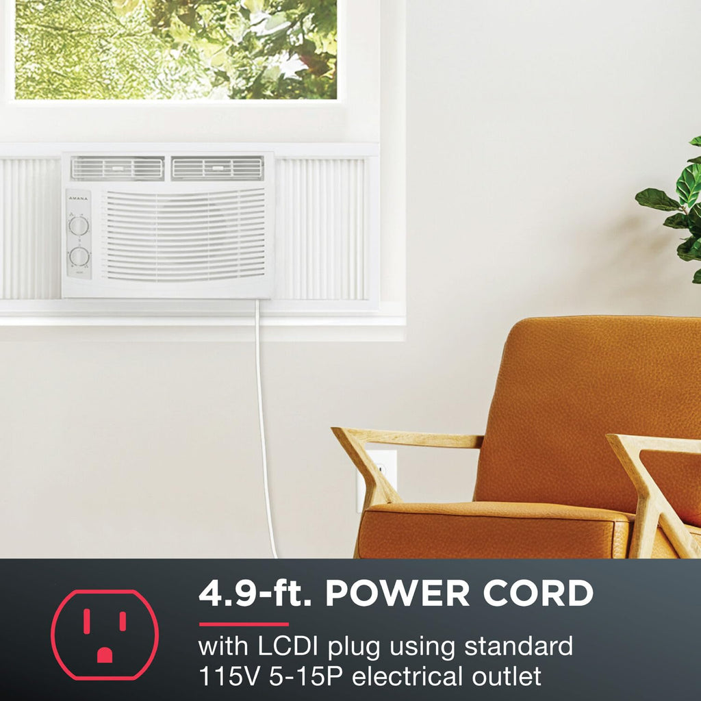 5,000 BTU Window Air Conditioner with Mechanical Controls, Dehumidifier, Washable Filter, 2 Fan Speeds, White Q99212