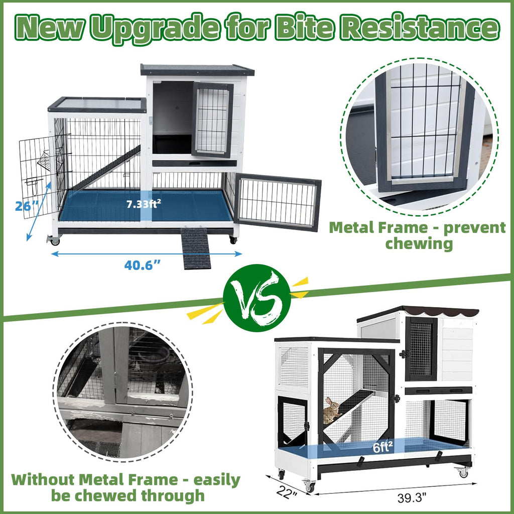White Indoor Outdoor Rabbit Hutch with Tray B55367