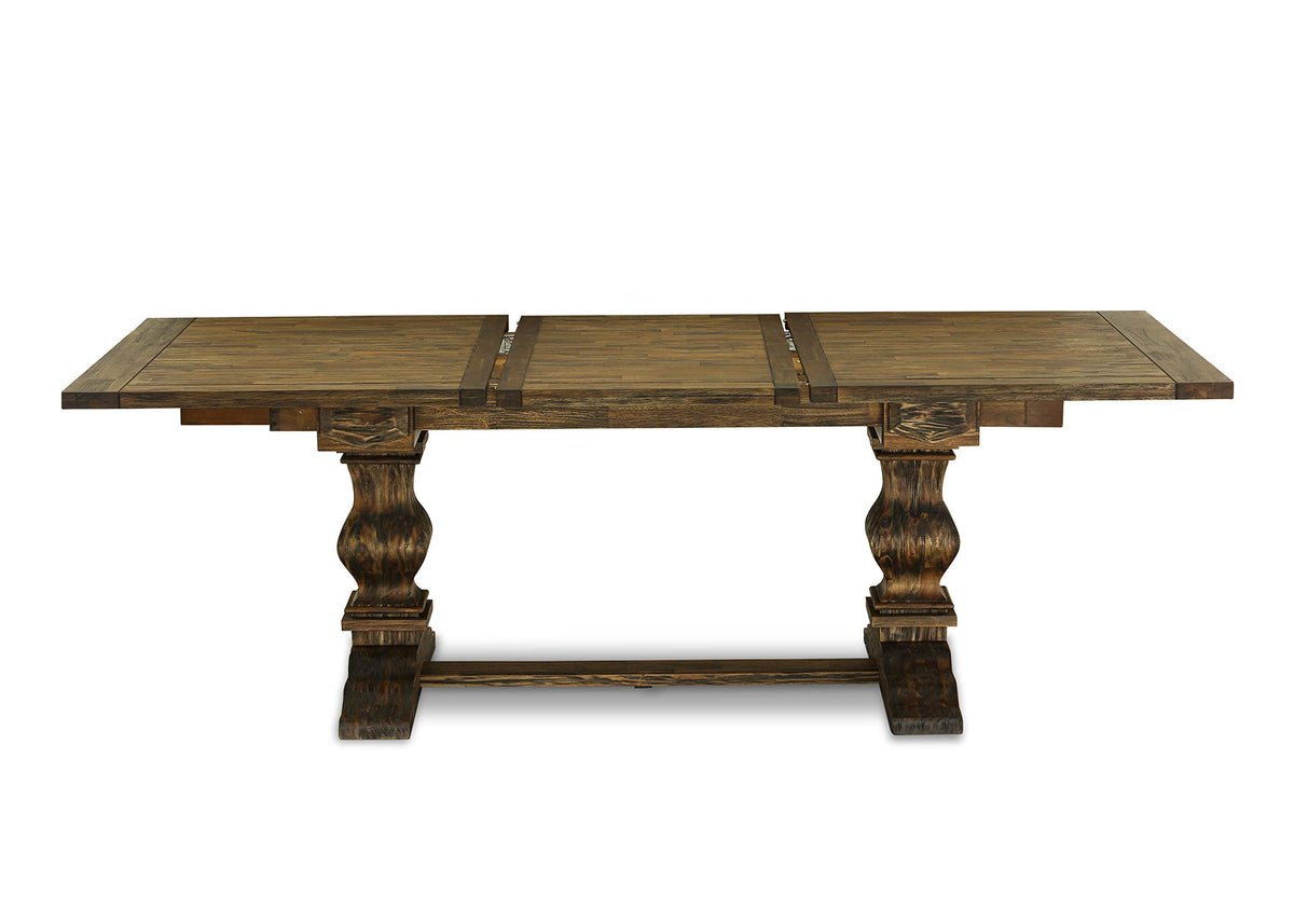 9 Piece Walnut Dining Table Set with 8 Grey Linen Chairs C89883