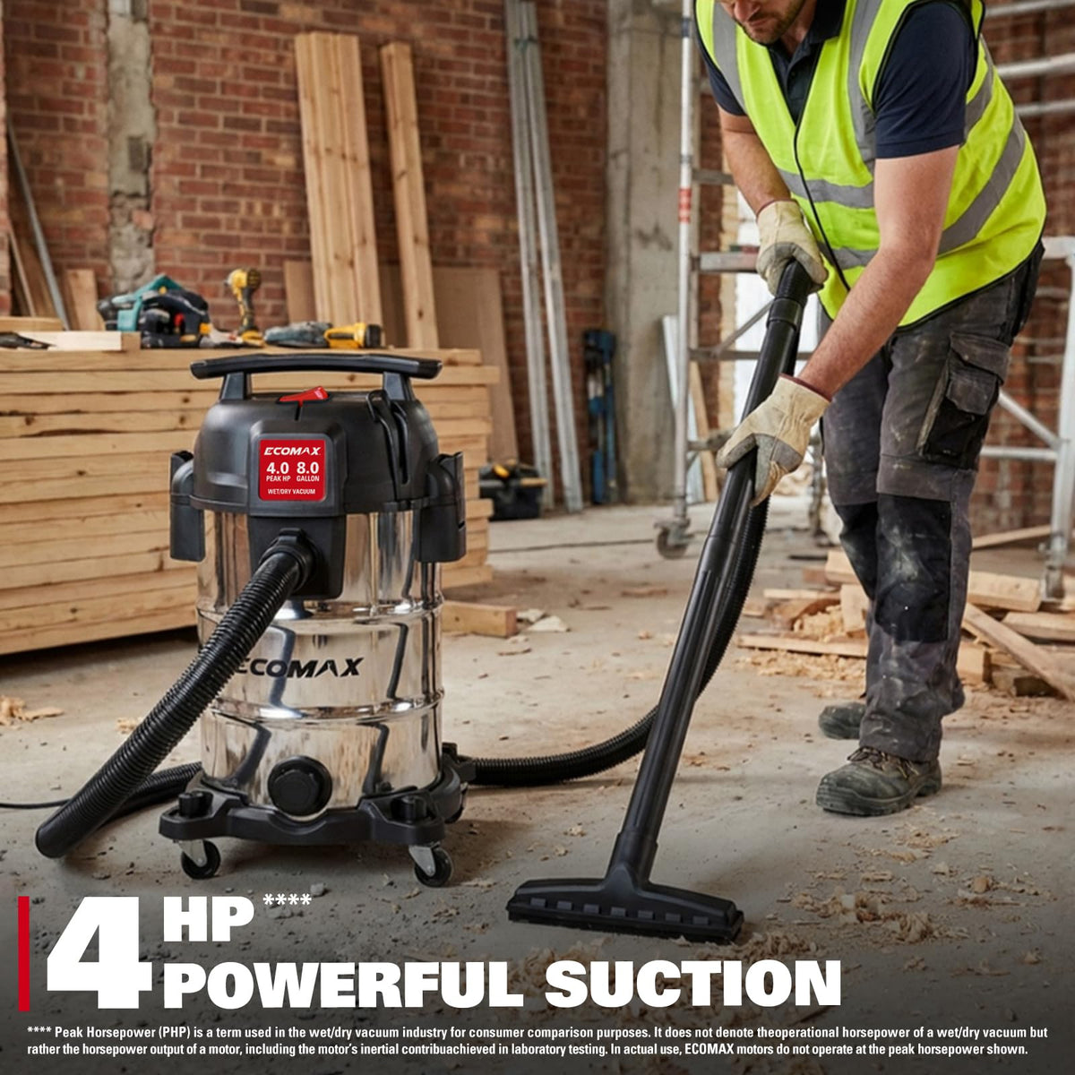 8 Gallon Stainless Steel Wet and Dry Shop Vacuum E163