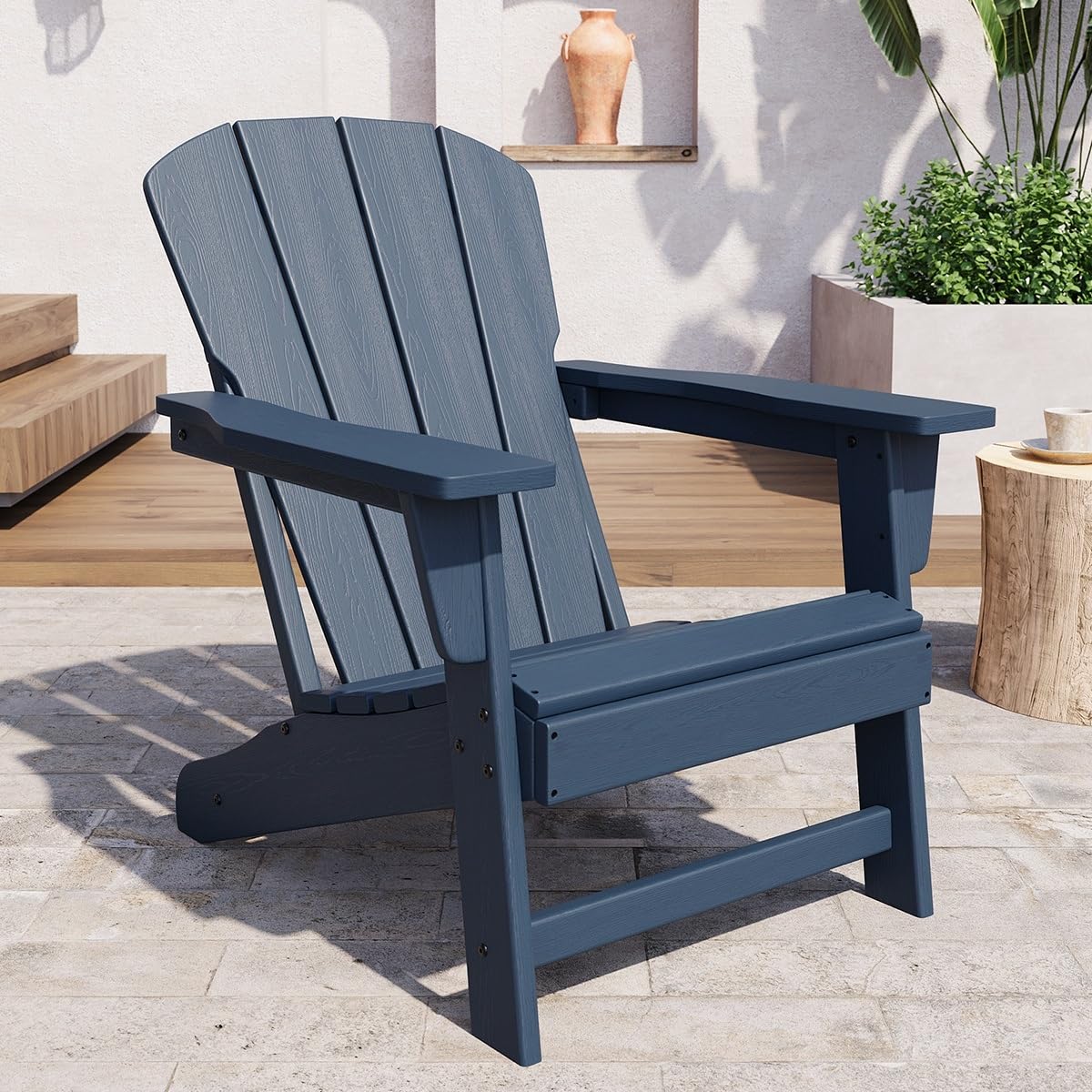 Oversize Navy Blue HDPE Plastic Adirondack Chair G32512