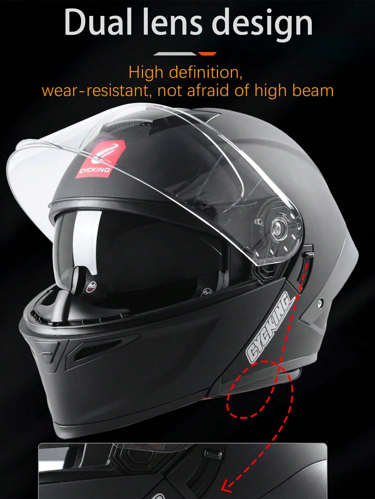 Modular Flip Up Full Face Motorcycle Helmet with Dual Visor T764