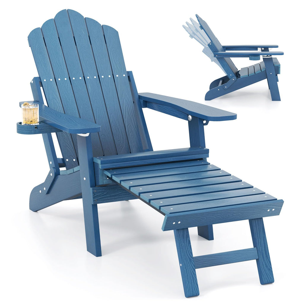 Folding Adirondack Chair with Adjustable Backrest and Ottoman D37199
