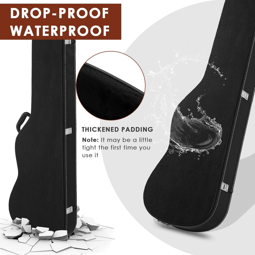 39 Inch Wooden Electric Guitar Hard Case with Soft Lining, Black B217