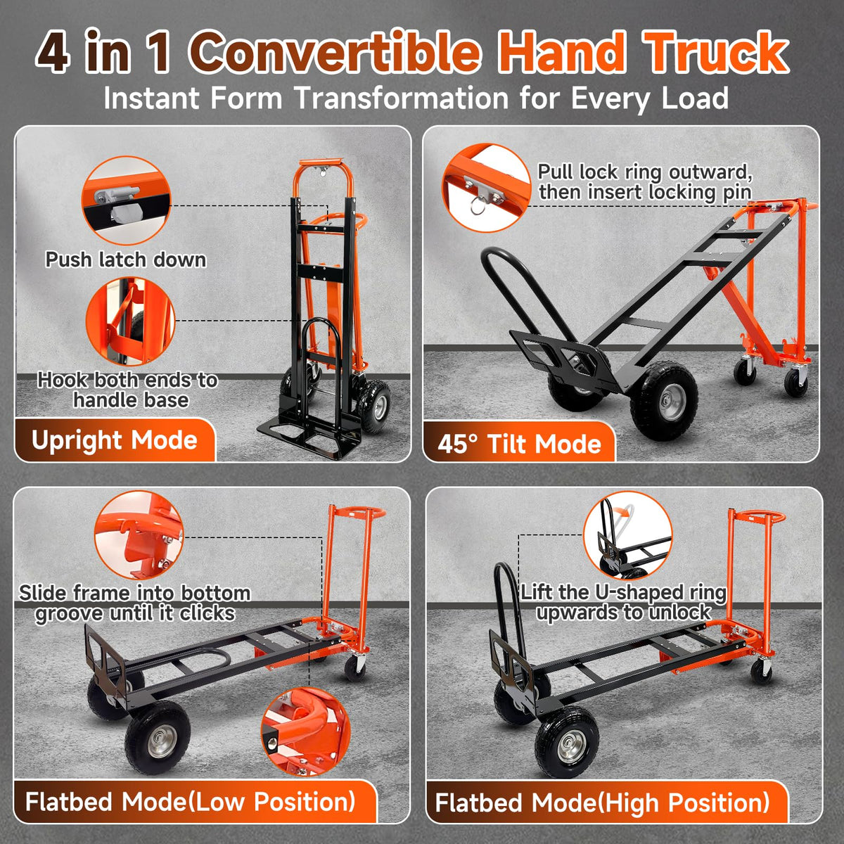 Heavy Duty Convertible Hand Truck with Wheels H611326