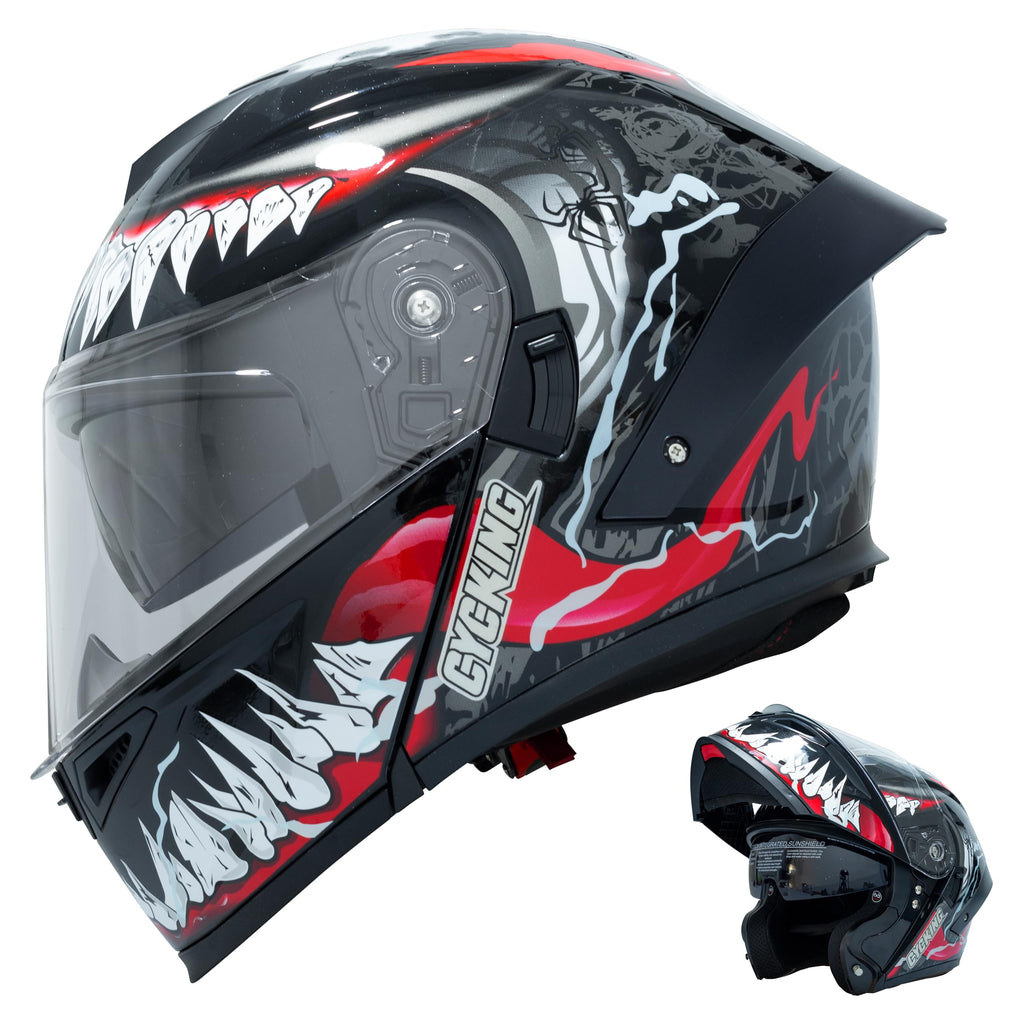 Modular Flip Up Full Face Motorcycle Helmet with Dual Visor T764