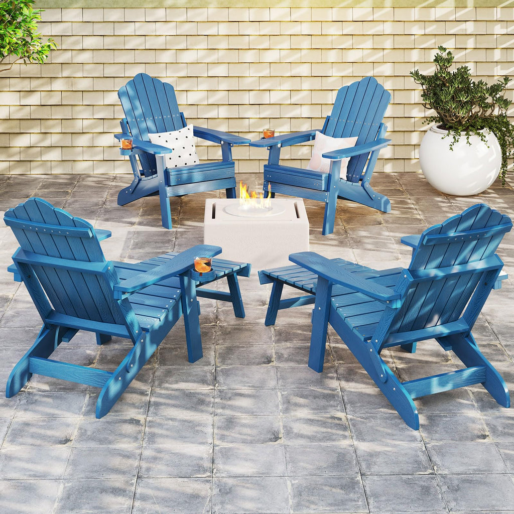 Folding Adirondack Chair with Adjustable Backrest and Ottoman D37199