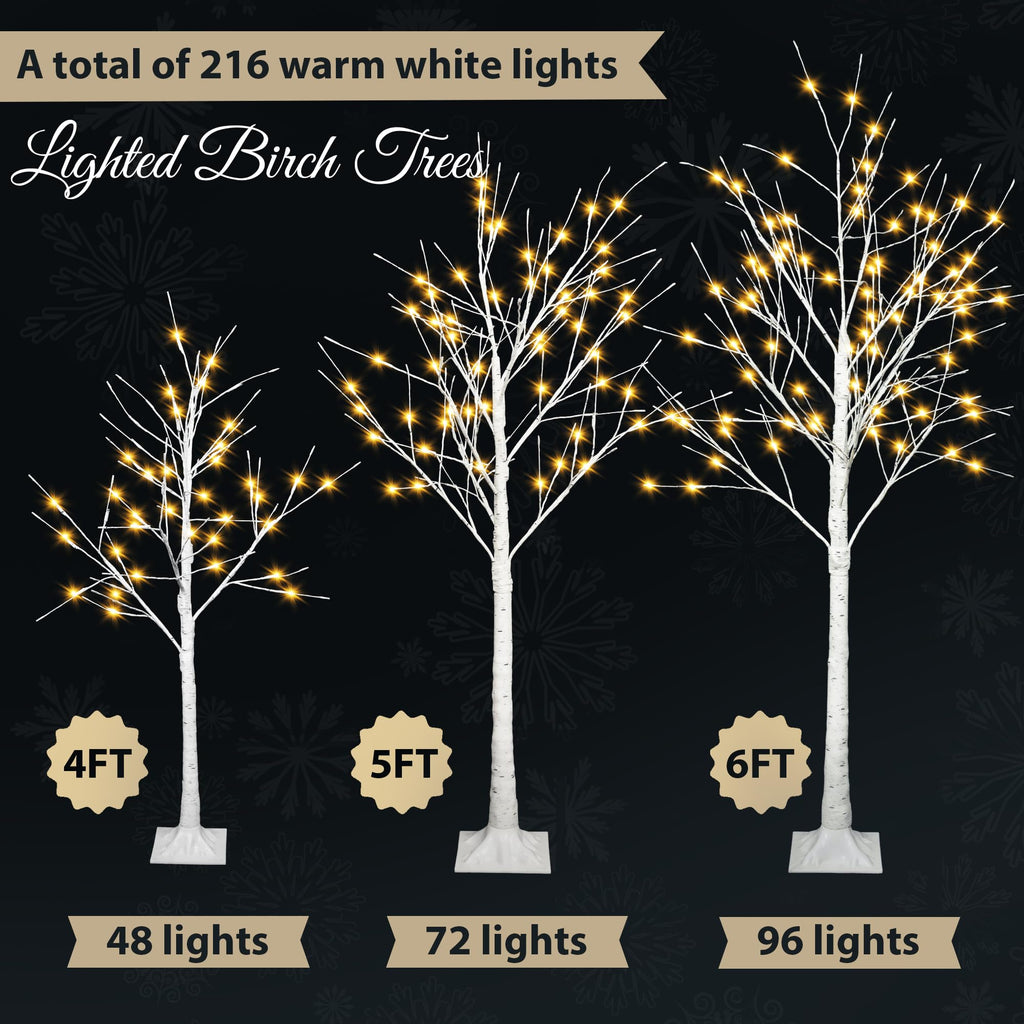 White Birch Tree Set with 246 LED Lights M666