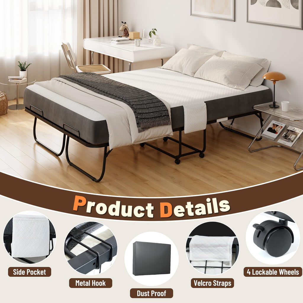 Full Size Folding Bed with Memory Foam Mattress P436