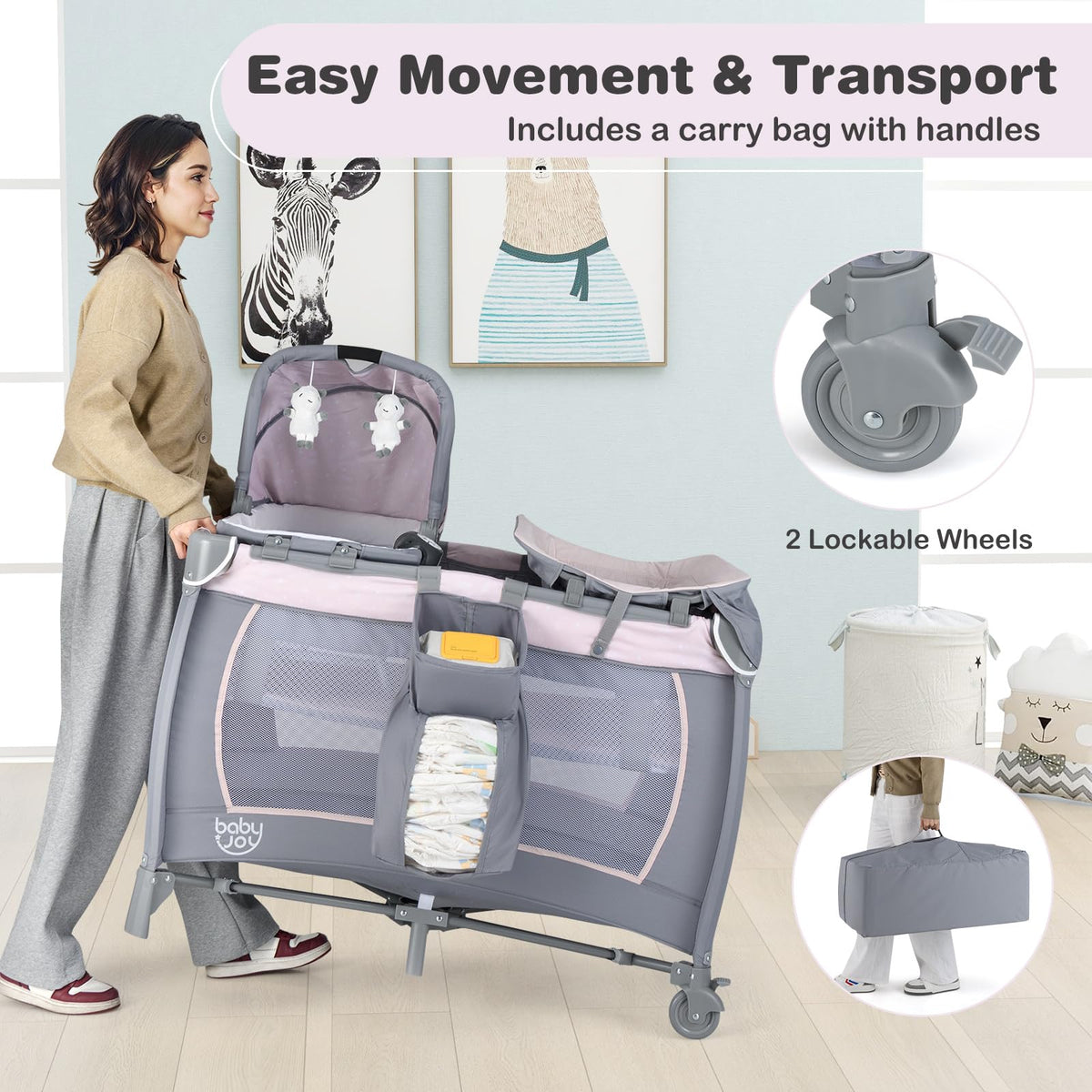 5 in 1 Pack and Play with Bassinet and Diaper Changing Table I5658