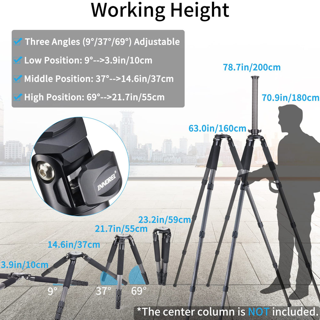 Carbon Fiber Heavy Duty Tripod with 75mm Bowl Adapter 63 inch Black Y2367