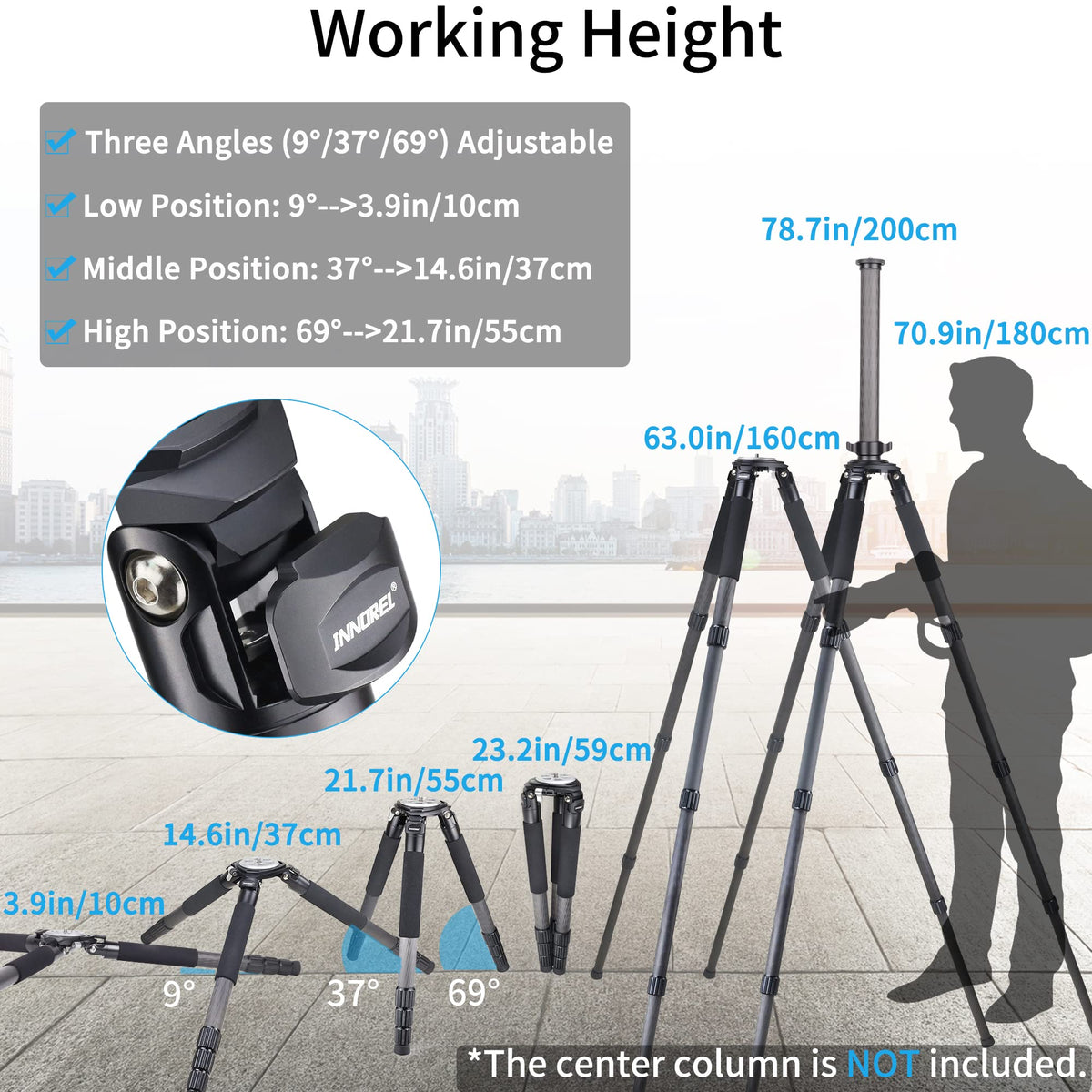 Carbon Fiber Heavy Duty Tripod with 75mm Bowl Adapter 63 inch Black Y2367